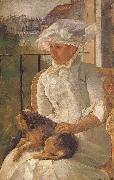 Mary Cassatt Susan hoding the dog in balcony France oil painting artist